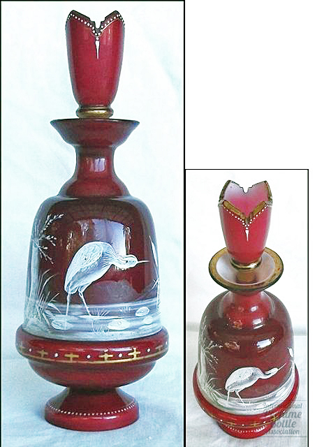 Harrach Red Stork Perfume Bottle by Harrach and Moser
