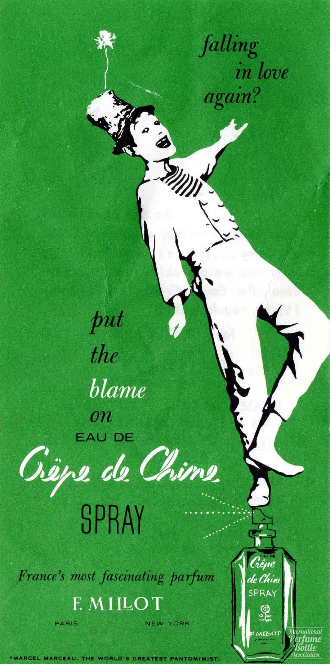 "Crêpe de Chine" by F. Millot Advertisement - 1955