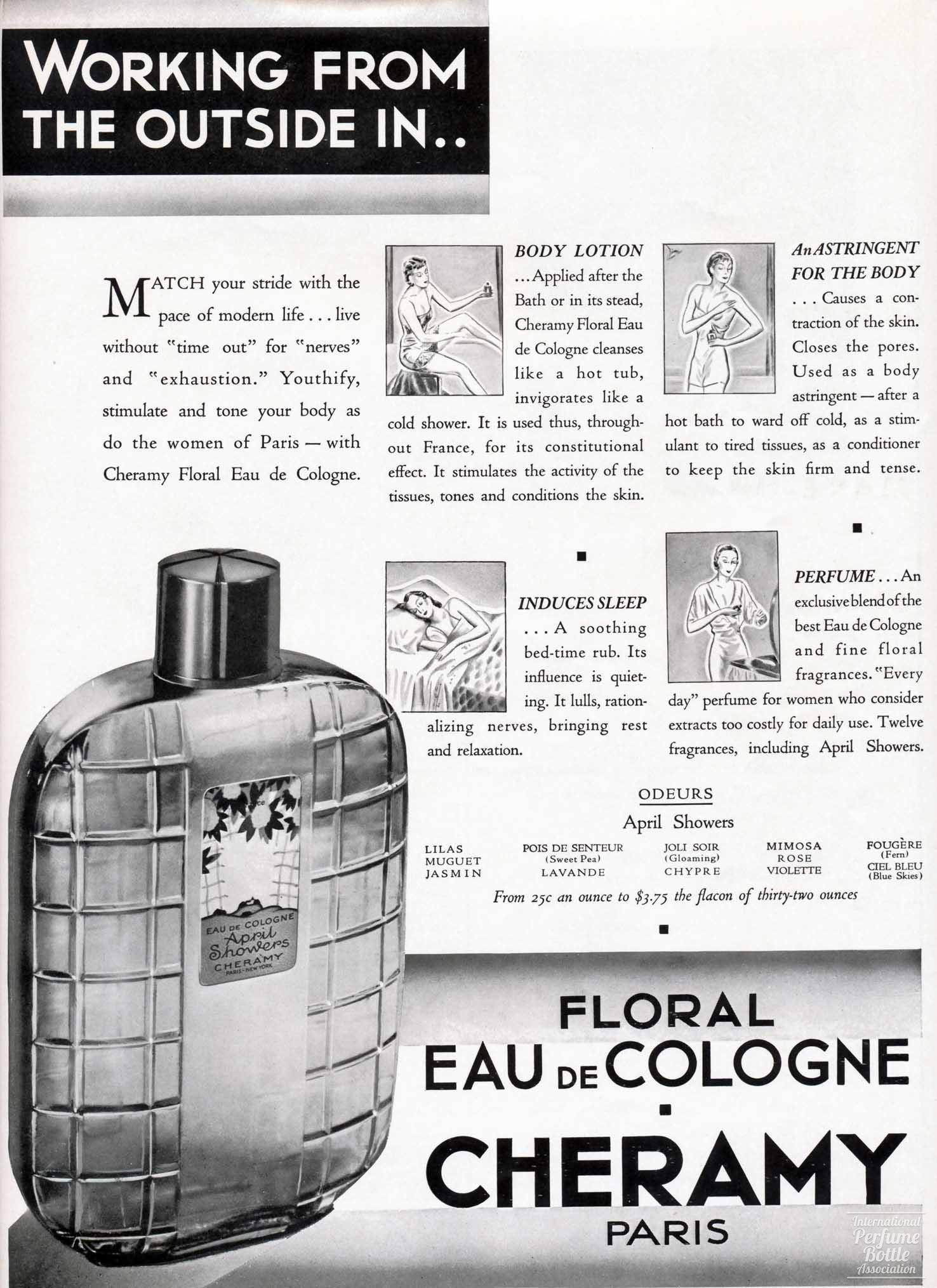 "Floral Eau de Cologne" by Cheramy Advertisement - 1932