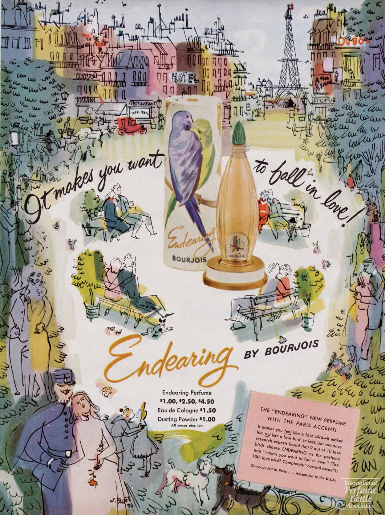 "Endearing" by Bourjois Advertisement - 1951