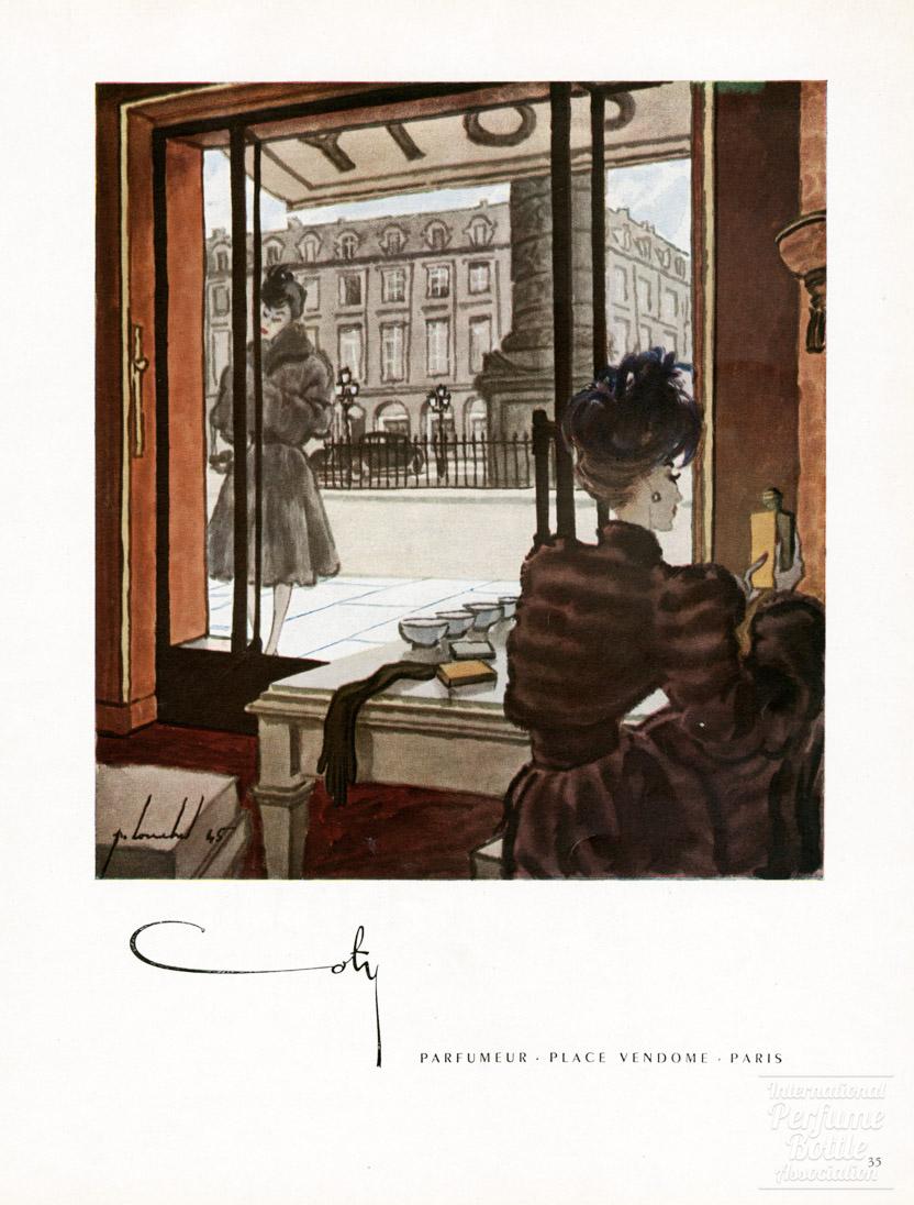 Place Vendôme Coty Boutique Advertisement - 1945