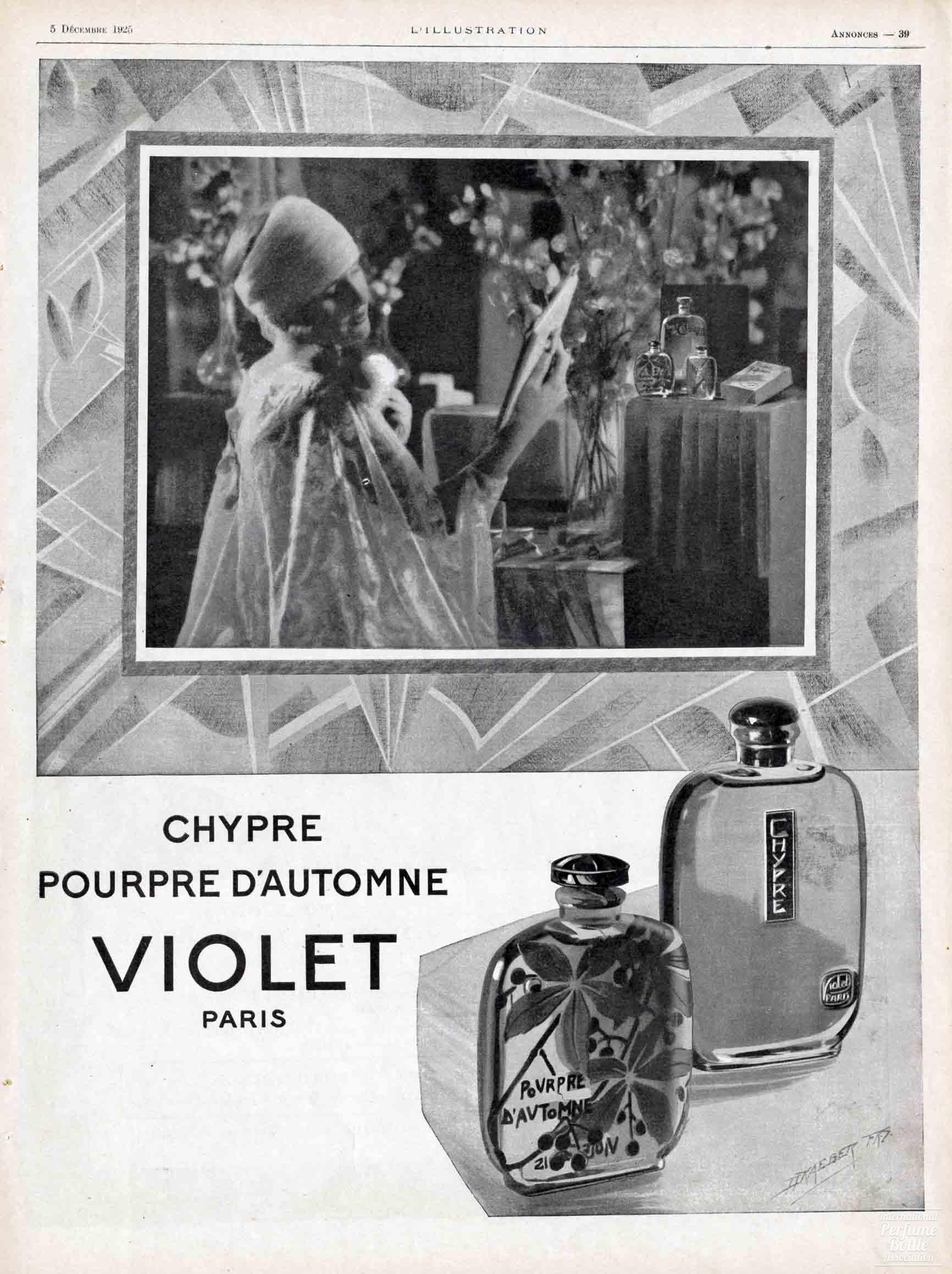 "Chypre" and "Pourpre D'Automne" by Violet Advertisement - 1925