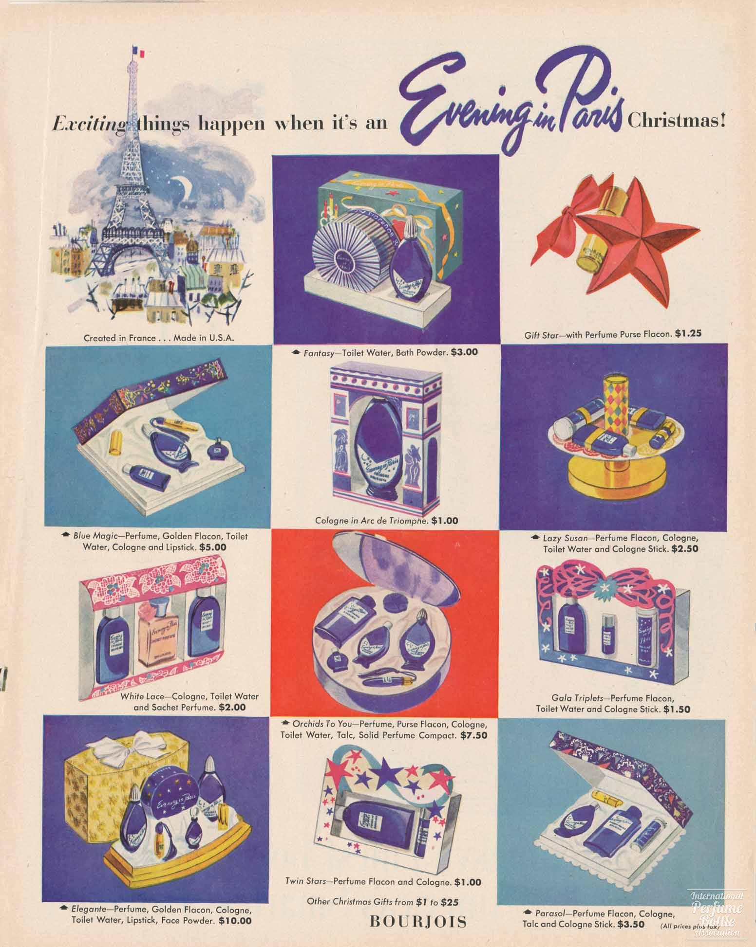 "Evening in Paris" by Bourjois Advertisement - 1953