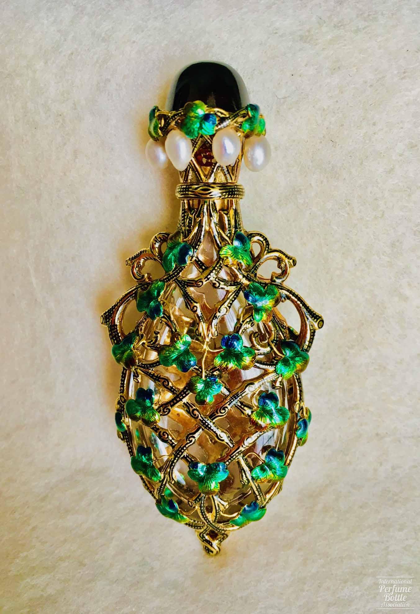 Quartz Bottle With Vines and Pearls by Froment-Meurice