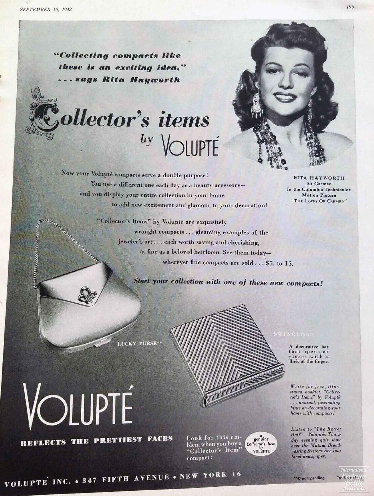 Compact Advertisement by Volupté - 1948