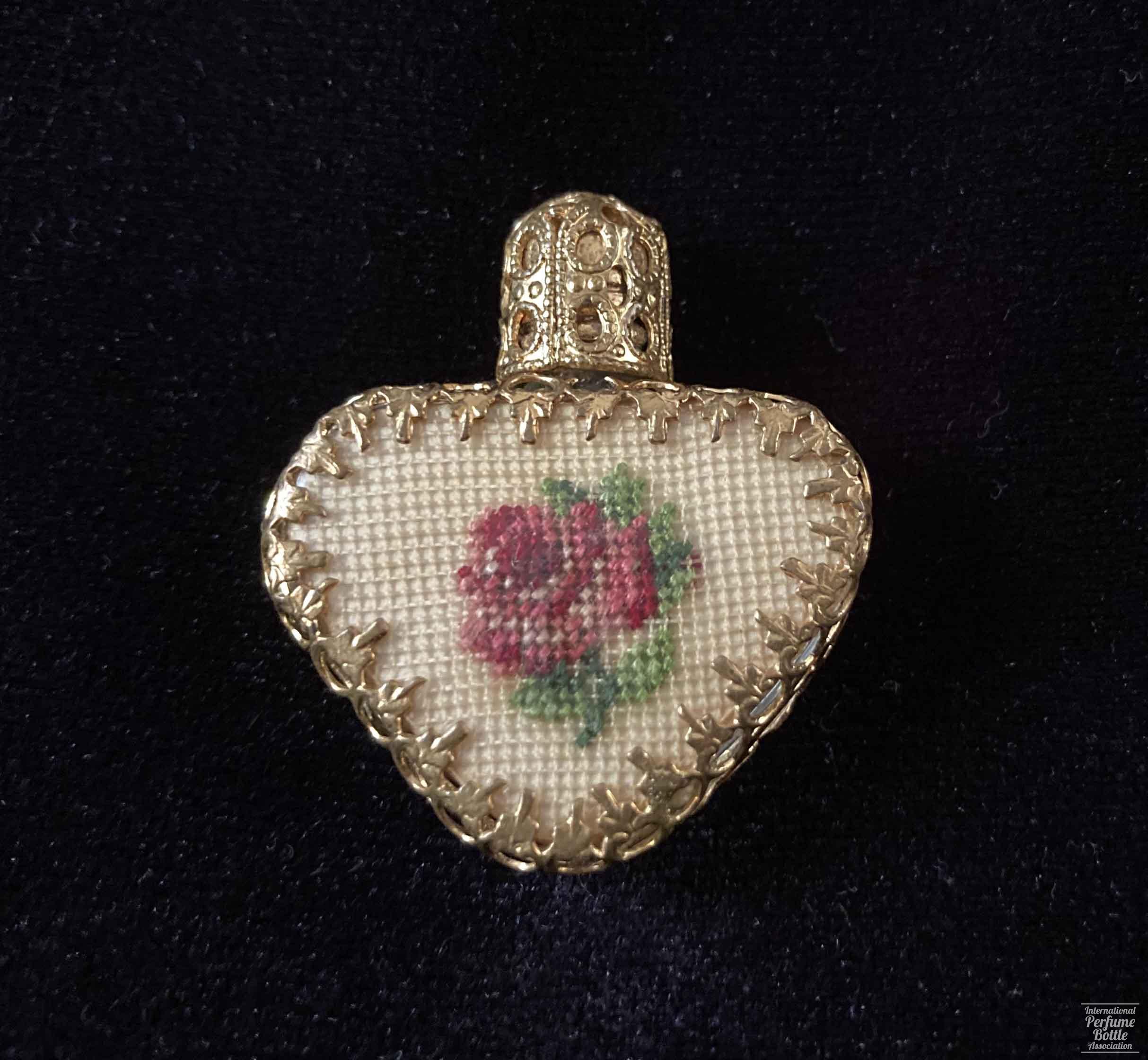 Heart-Shaped Bottle With Petit Point Rose