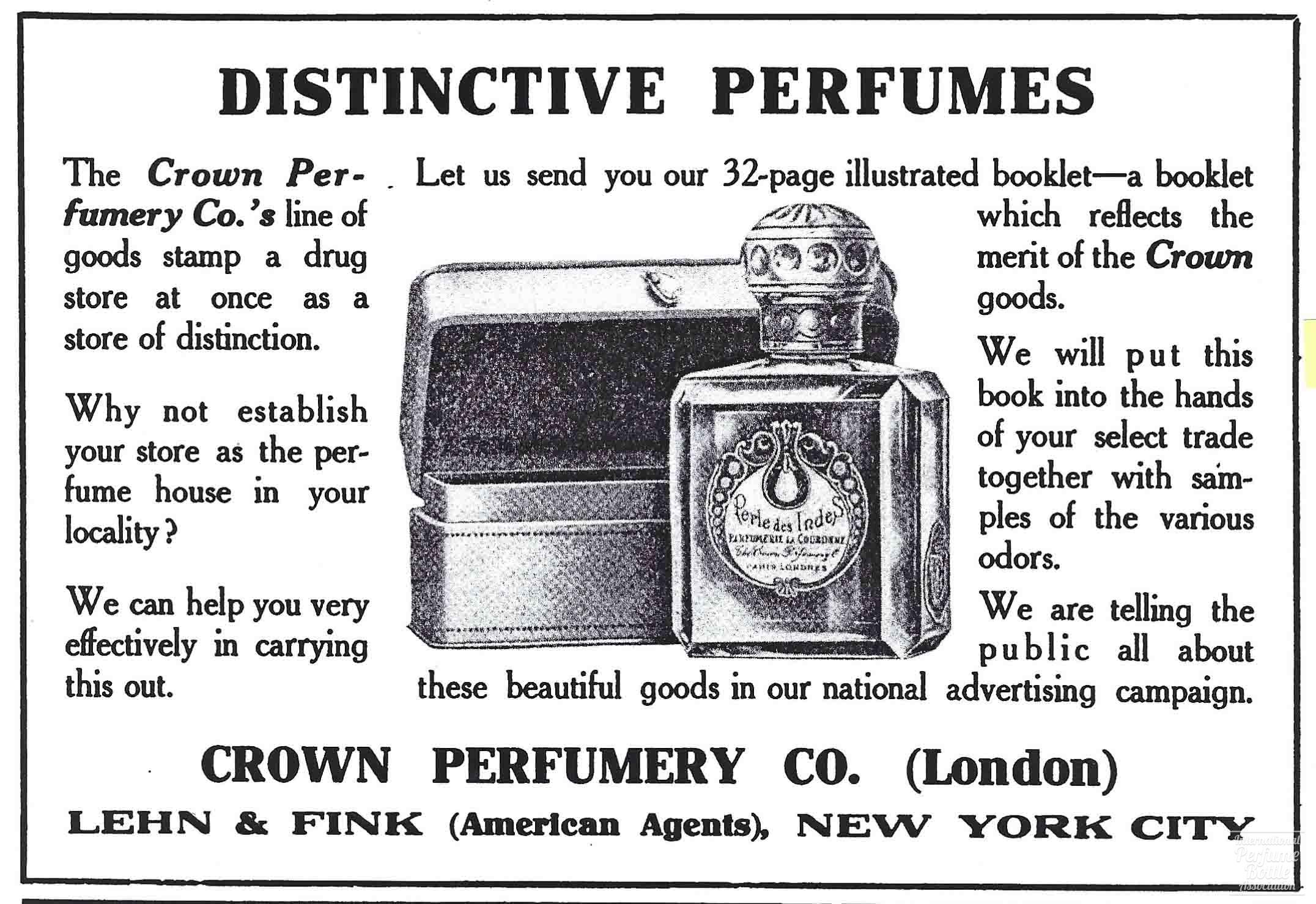 "Perle des Indes" by Crown Perfumery Co. Advertisement - 1913