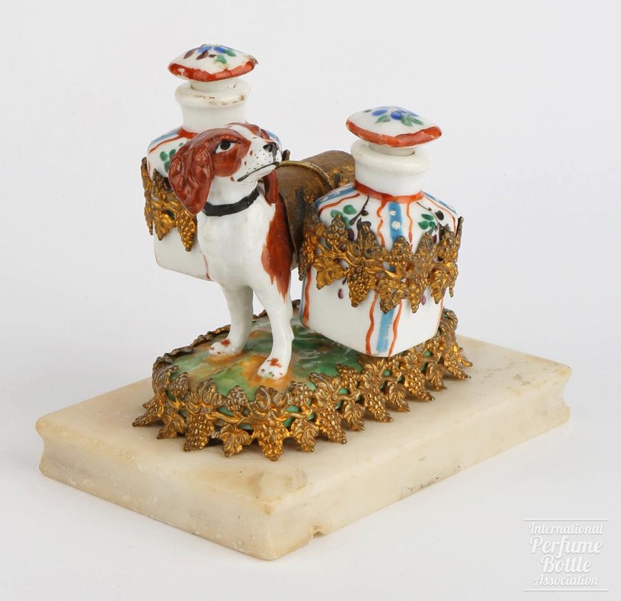 Brittany Spaniel Dog Carrying Perfume Bottles