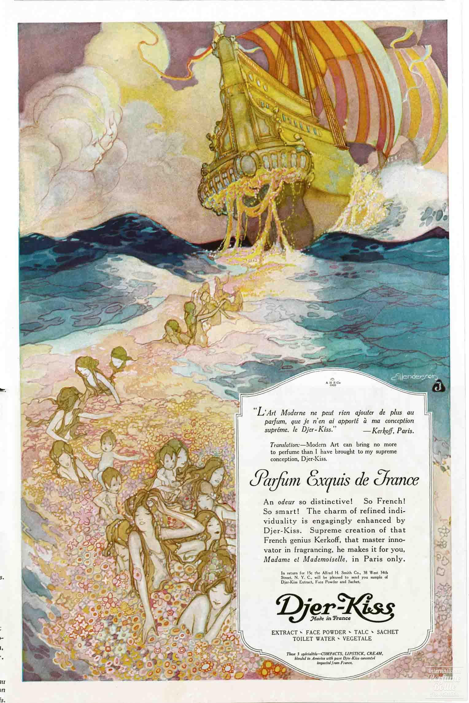 “Djer-Kiss” by Kerkoff Advertisement – 1920