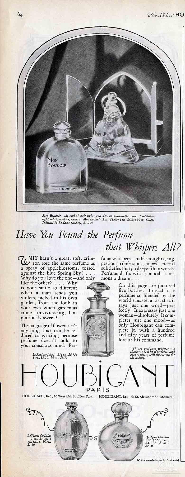Perfumes by Houbigant Advertisement - 1925