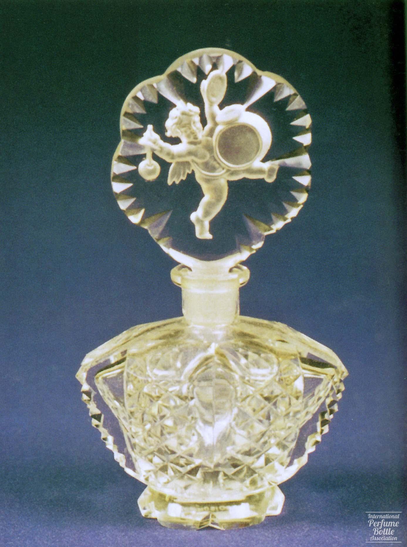 Czech Bottle With Cherub Playing Drum and Cymbal