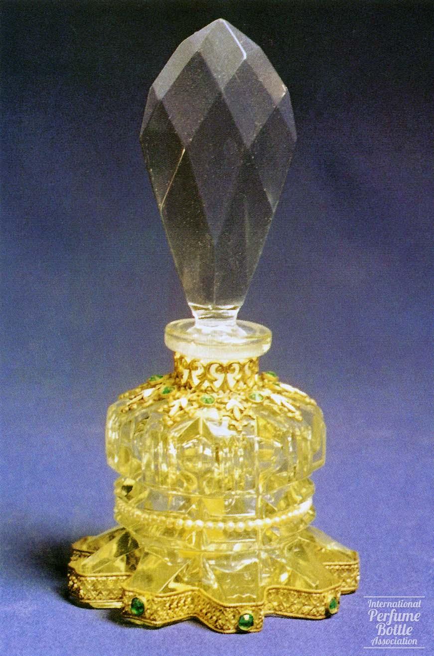 Yellow Czech Bottle With Clear Faceted Stopper