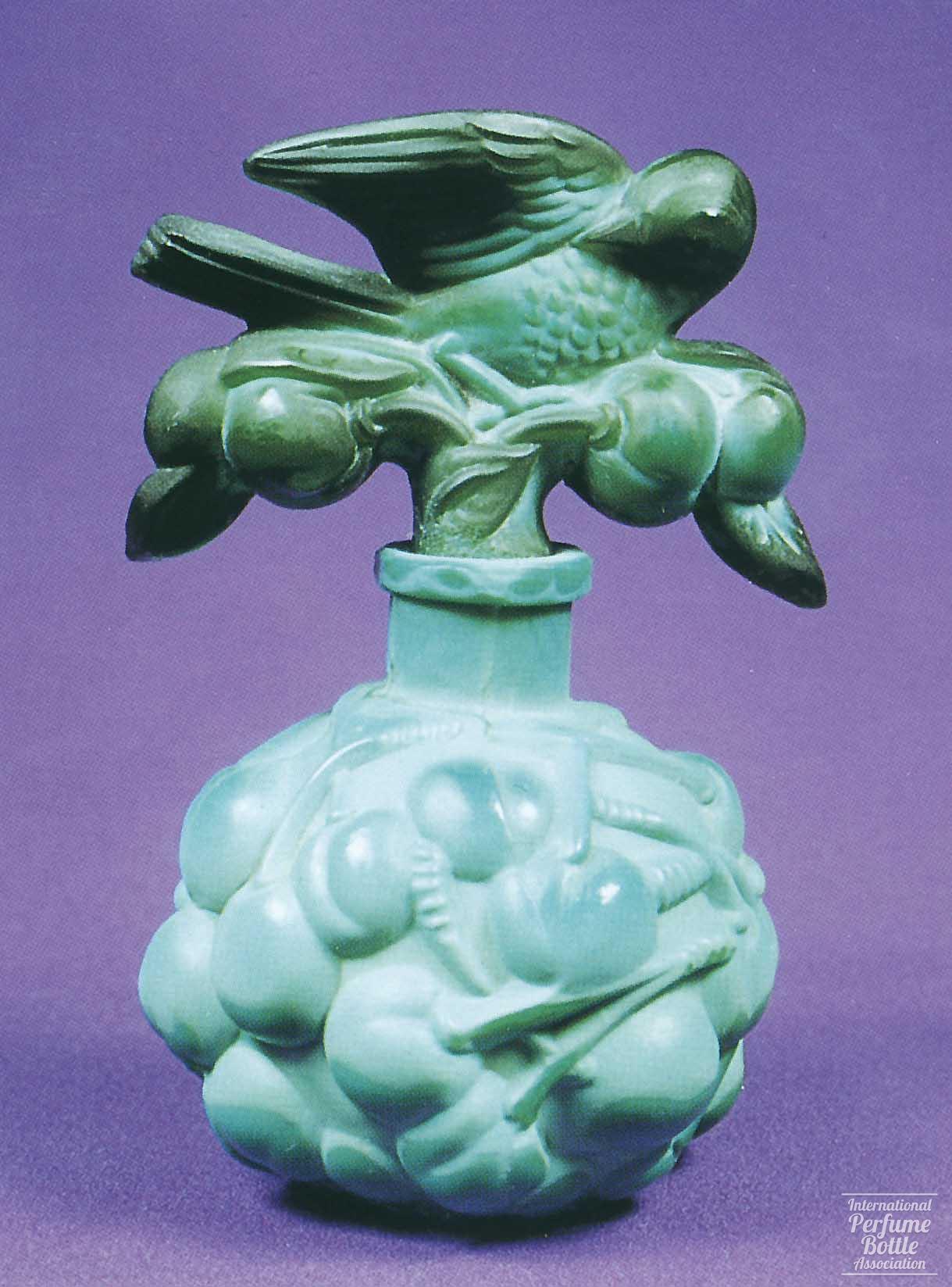 Malachite Bottle With Bird and Cherries,  Ingrid Line by Schlevogt