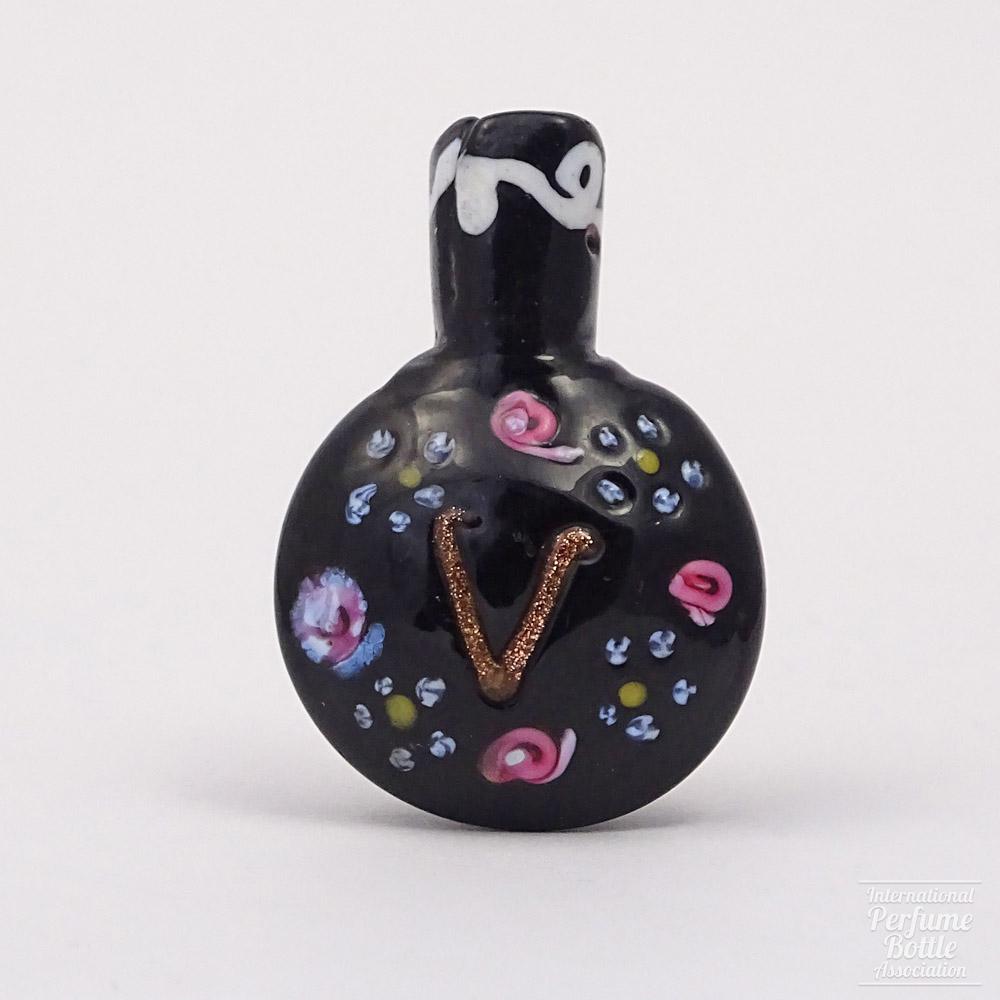 Black Lampwork Pearl Venetian Souvenir Bottle