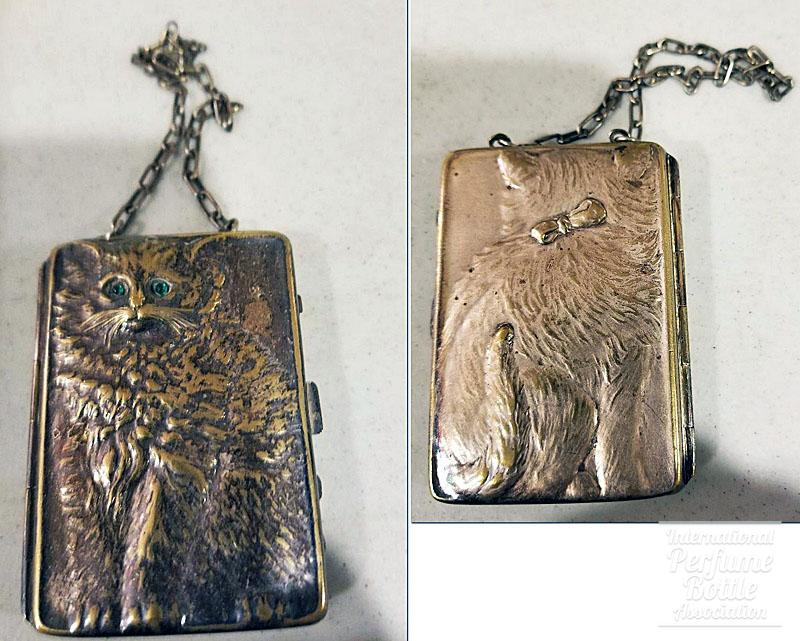 Silverplate Compact With Cat