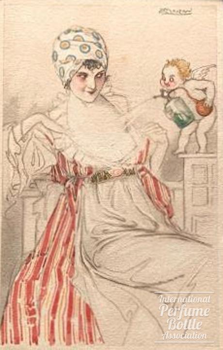 Postcard With Cherub Spraying Perfume