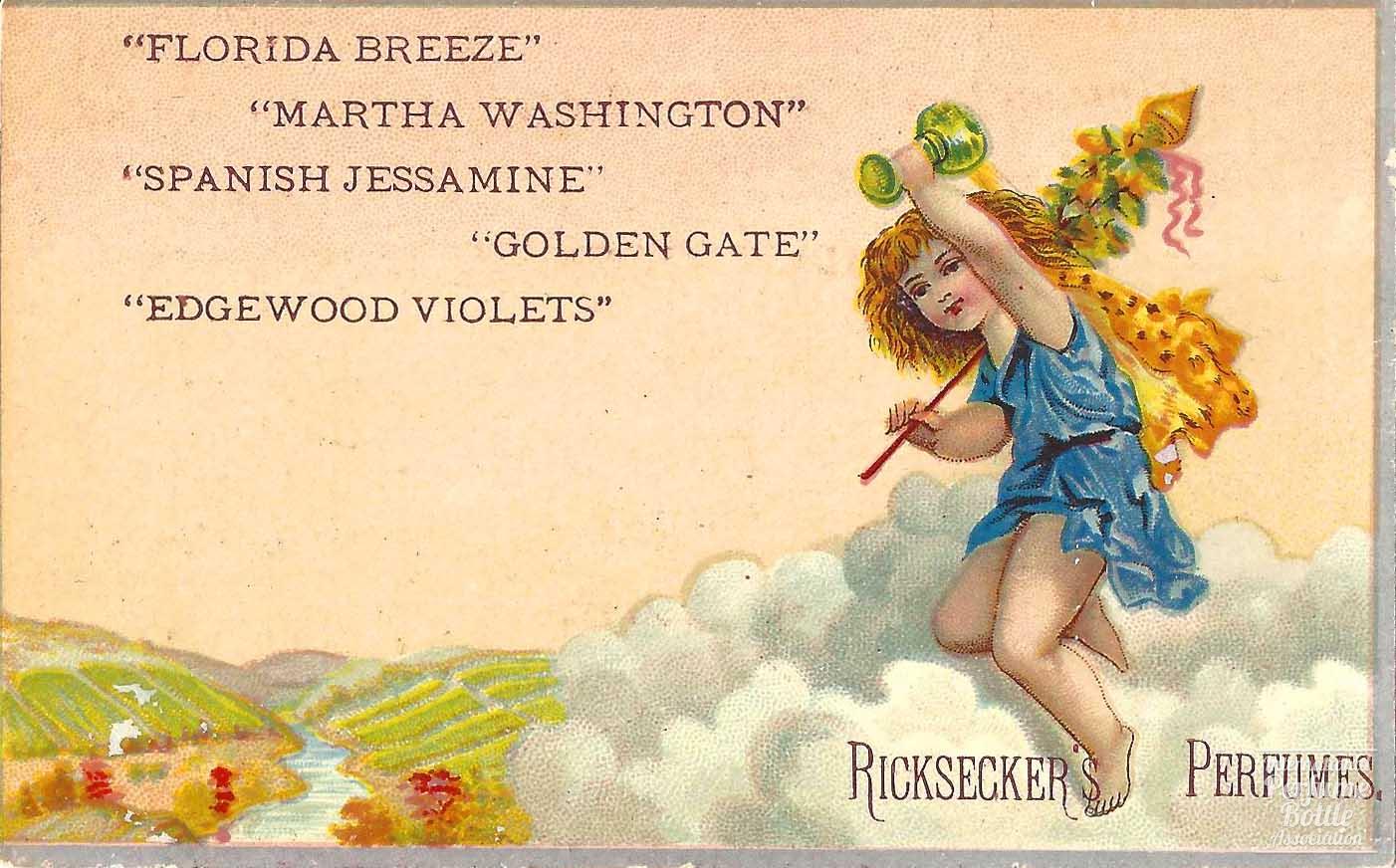 Trade Card With Cherub in Blue Dress by Ricksecker