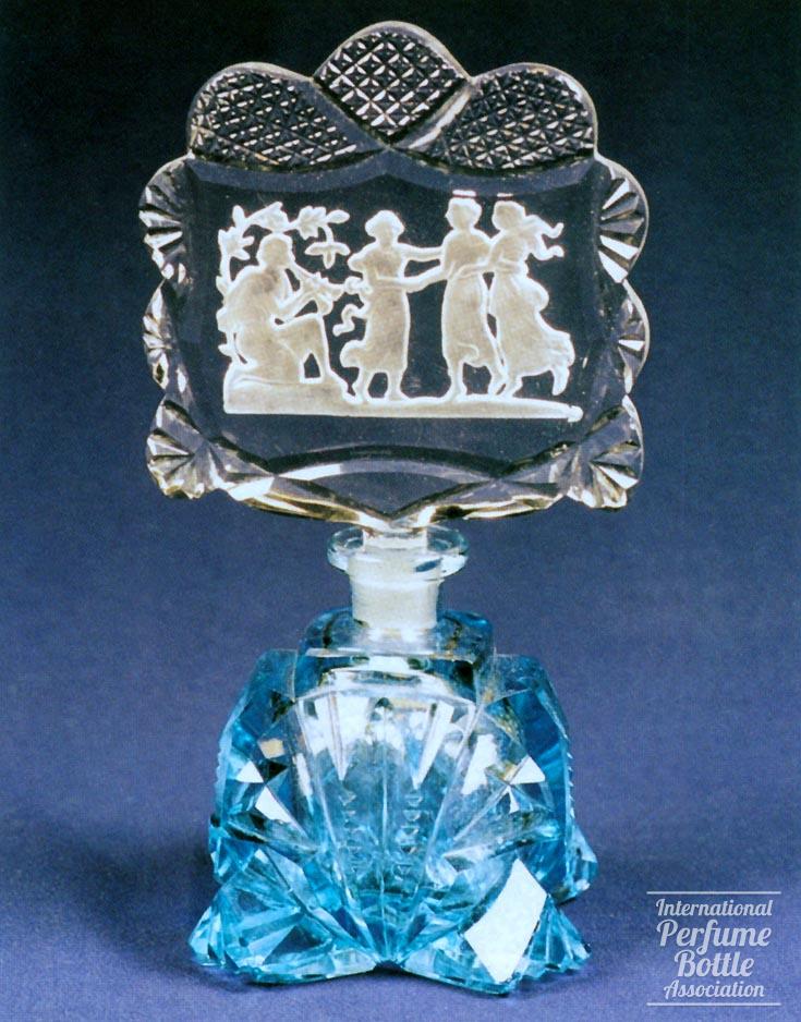 Blue Bottle With Flute Player and Dancers