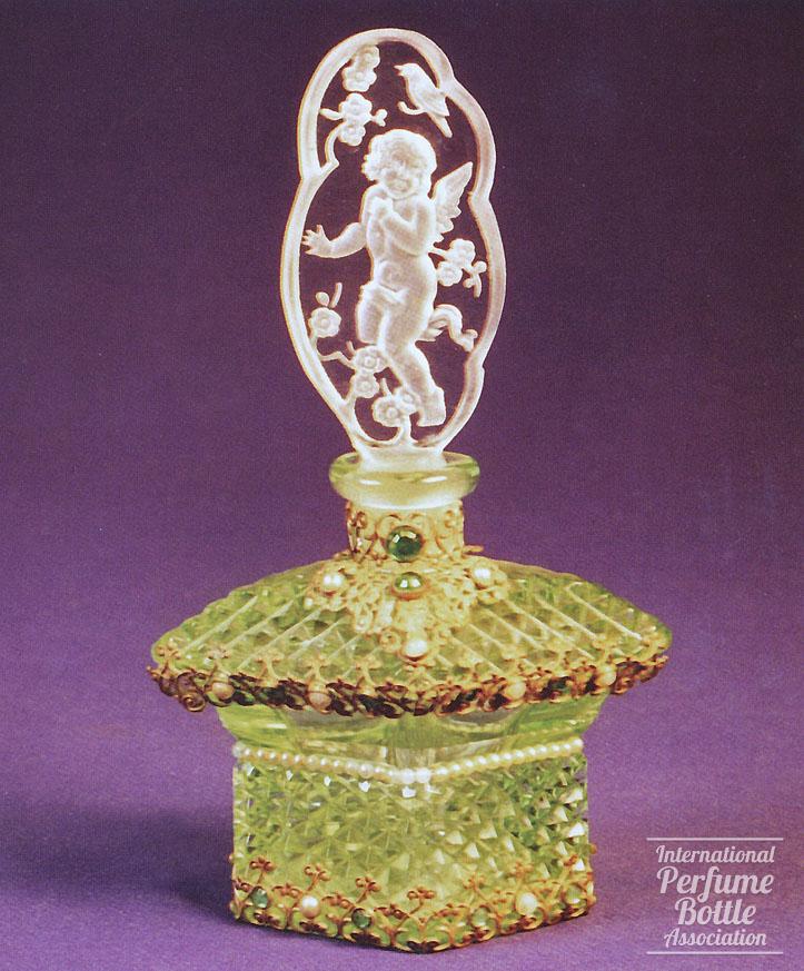 Green Jeweled Czech With Cherub Stopper