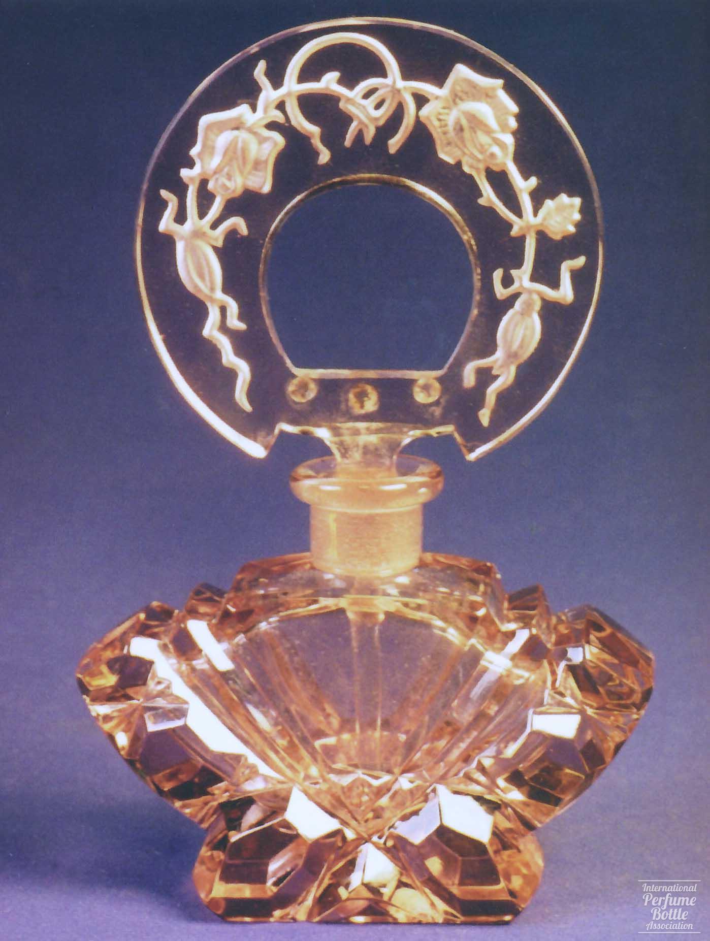 Peach Czech Bottle With Rhinestones