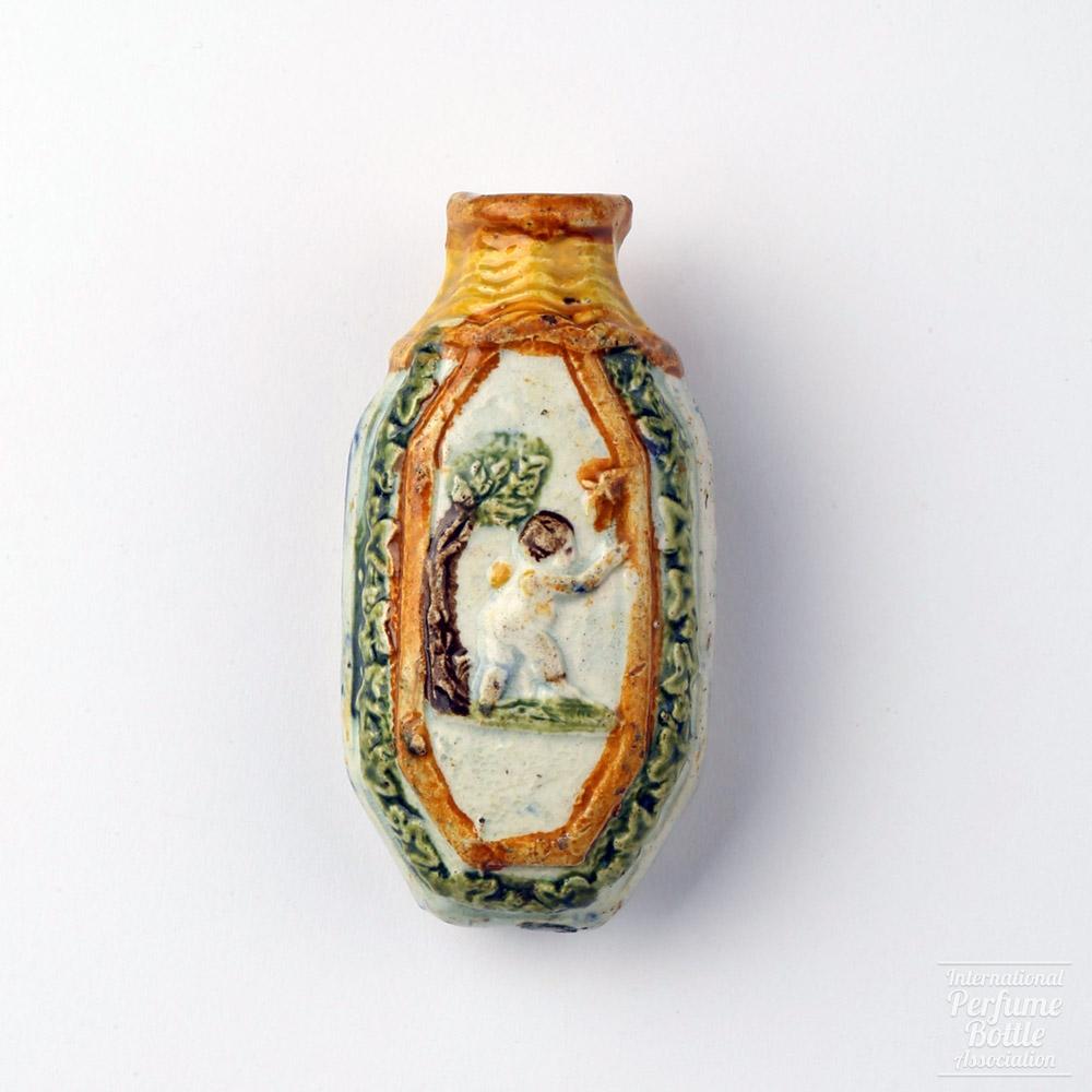 Prattware Scent Bottle With Cherubs