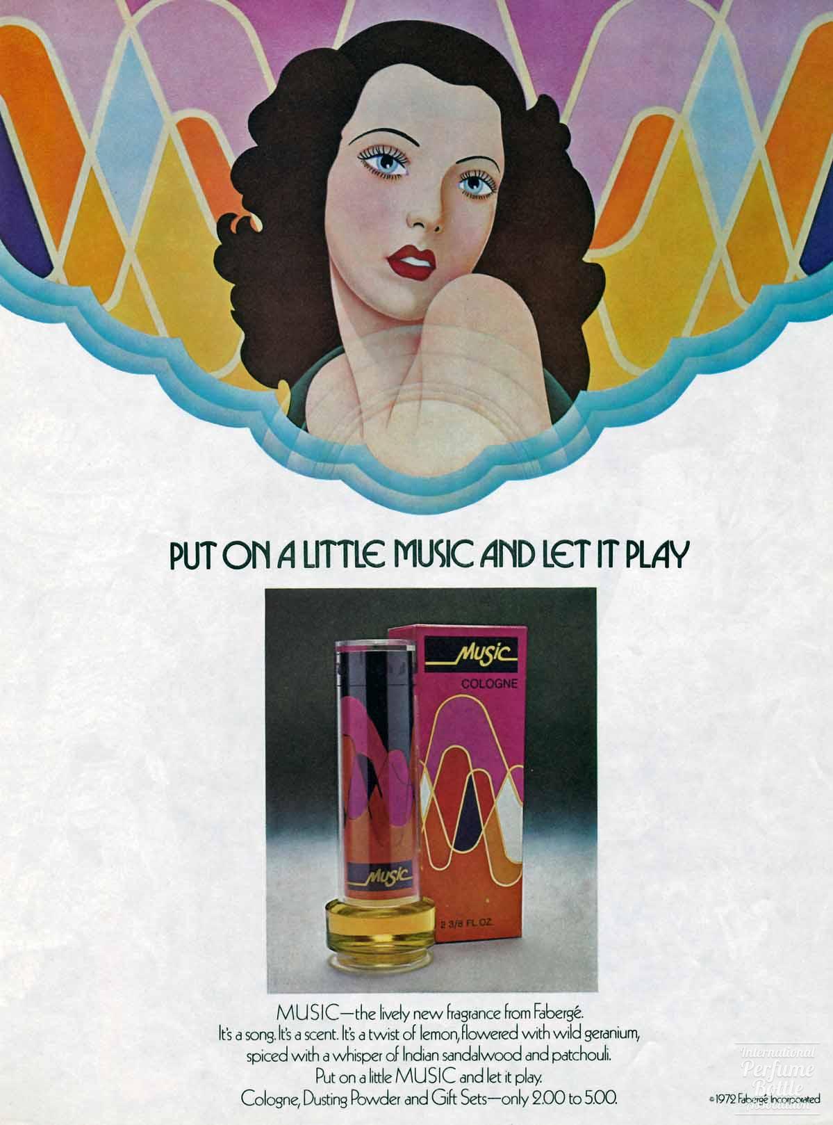 "Music" by Fabergé Perfumes Advertisement - 1972