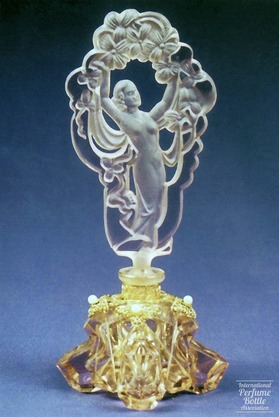 Yellow Czech Bottle With Pierced Stopper by Josef Schmidt