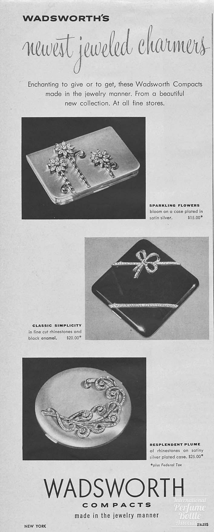 Jeweled Compacts by Wadsworth Advertisement - 1952