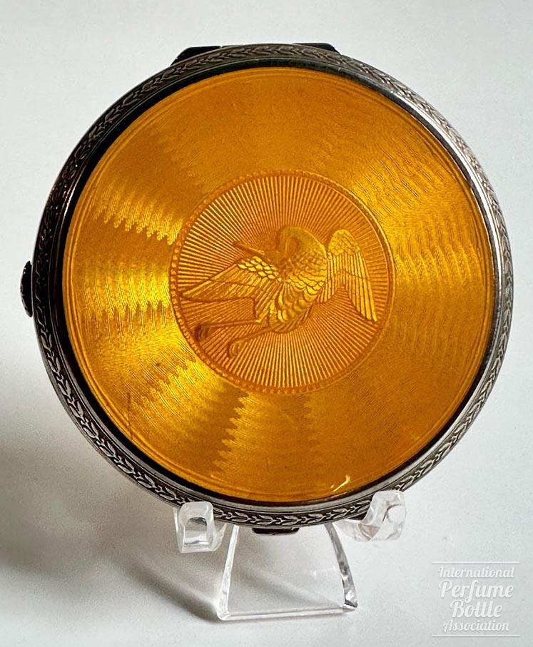 Sterling Guilloché Compact With Bird in Flight