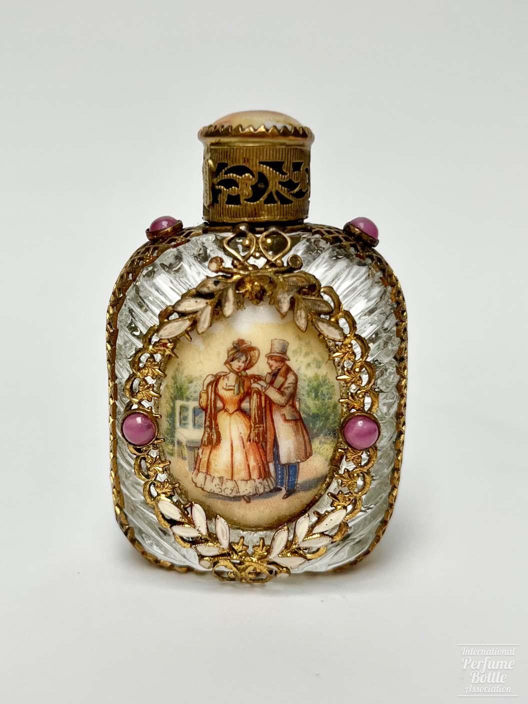Czech Purse Bottle With Portrait Cabochon on Cap