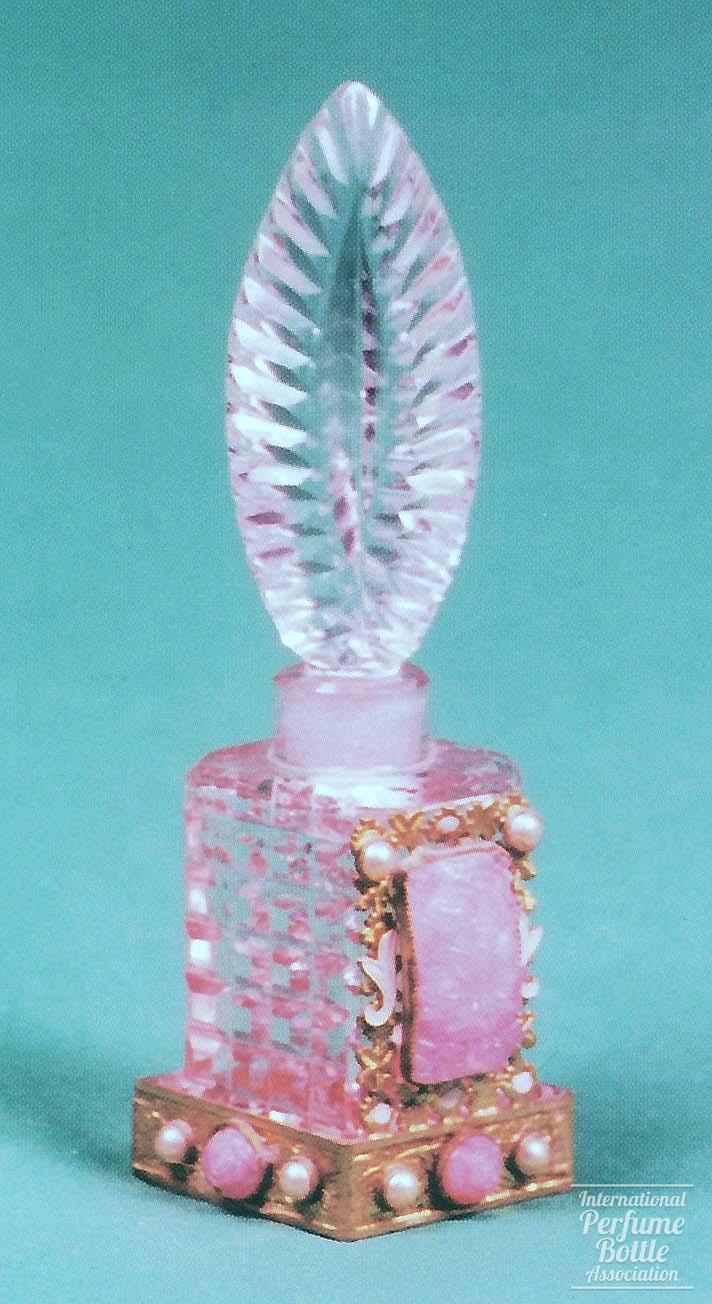 Pink and Clear Jeweled Czech Bottle