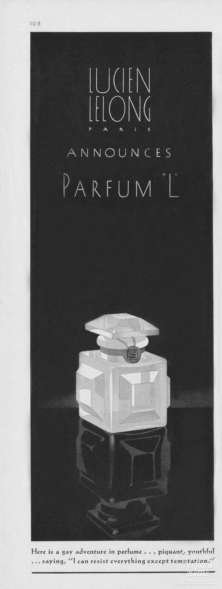 "L" by Lucien Lelong Advertisement - 1931