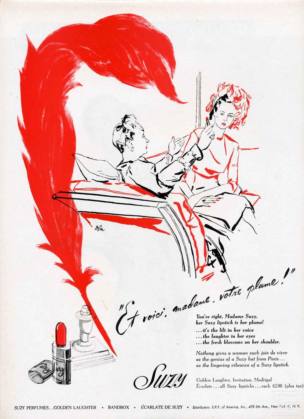 Lipsticks by Suzy Advertisement - 1946