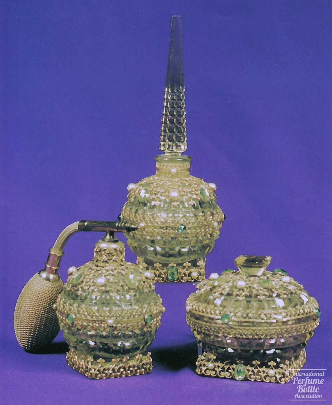 Jeweled Czech Dresser Set