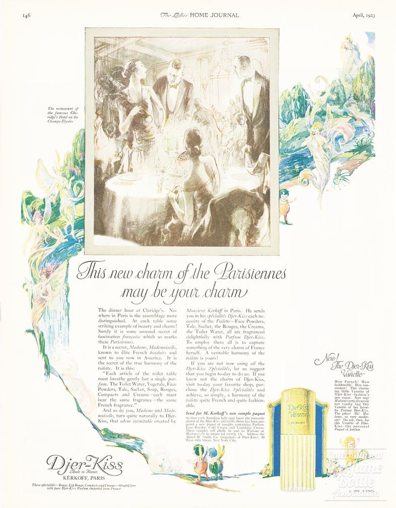 "Djer-Kiss" Vanette by Kerkoff Advertisement - 1923