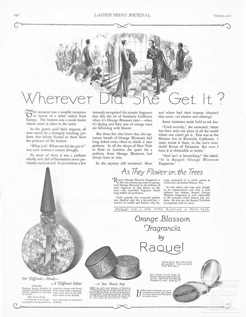 "Orange Blossom" by Raquel Advertisement - 1927